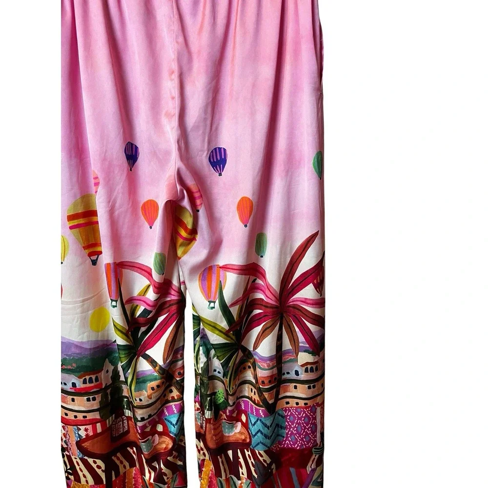 Soma Women's Satin Pajama Pants Wide Leg Large Colorful Air Balloon